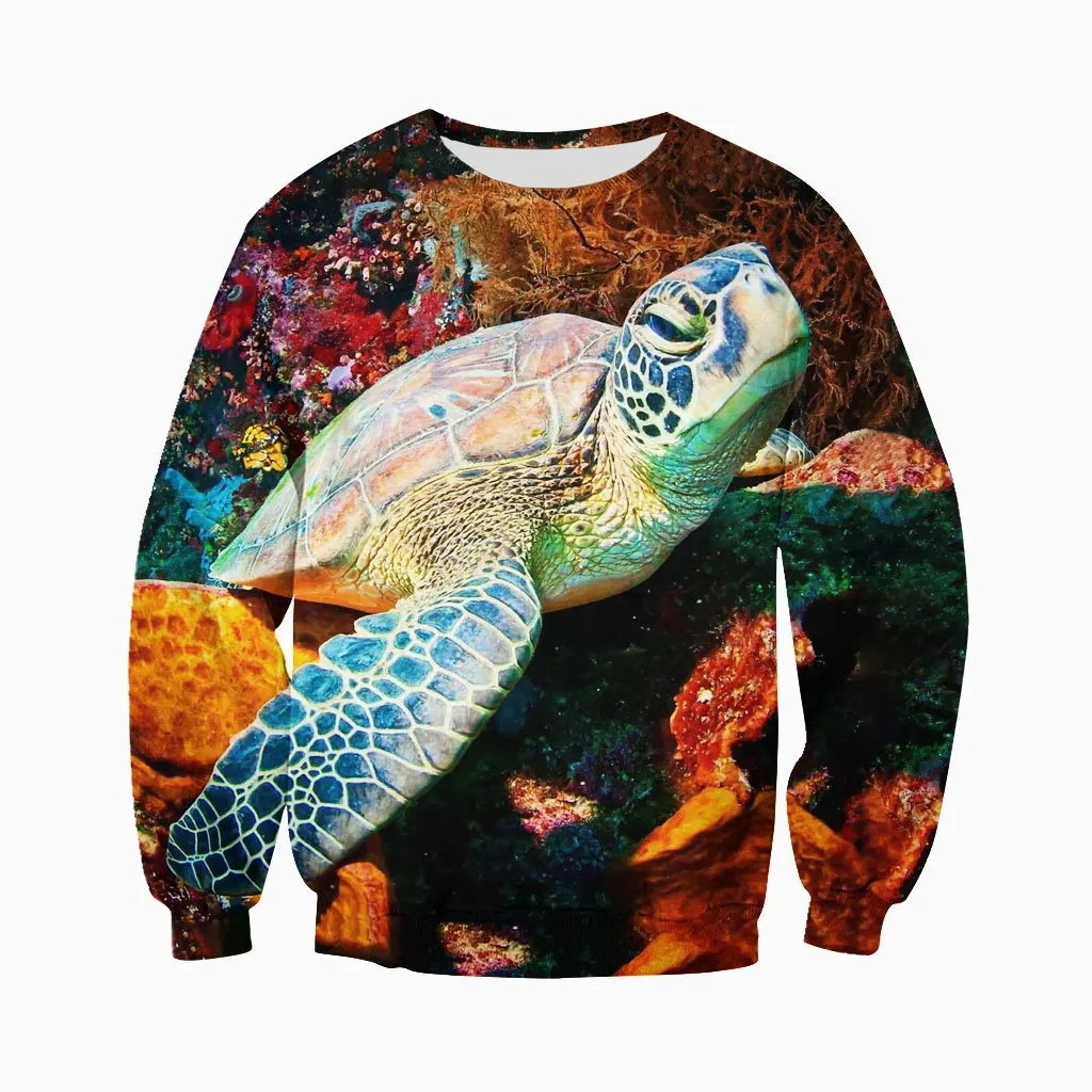 PLstar Cosmos Beautiful Animal Sweatshirt Love Sea Turtle 3D full Printing Long Sleeve Pullover Unisex Casual streetwear YW-05