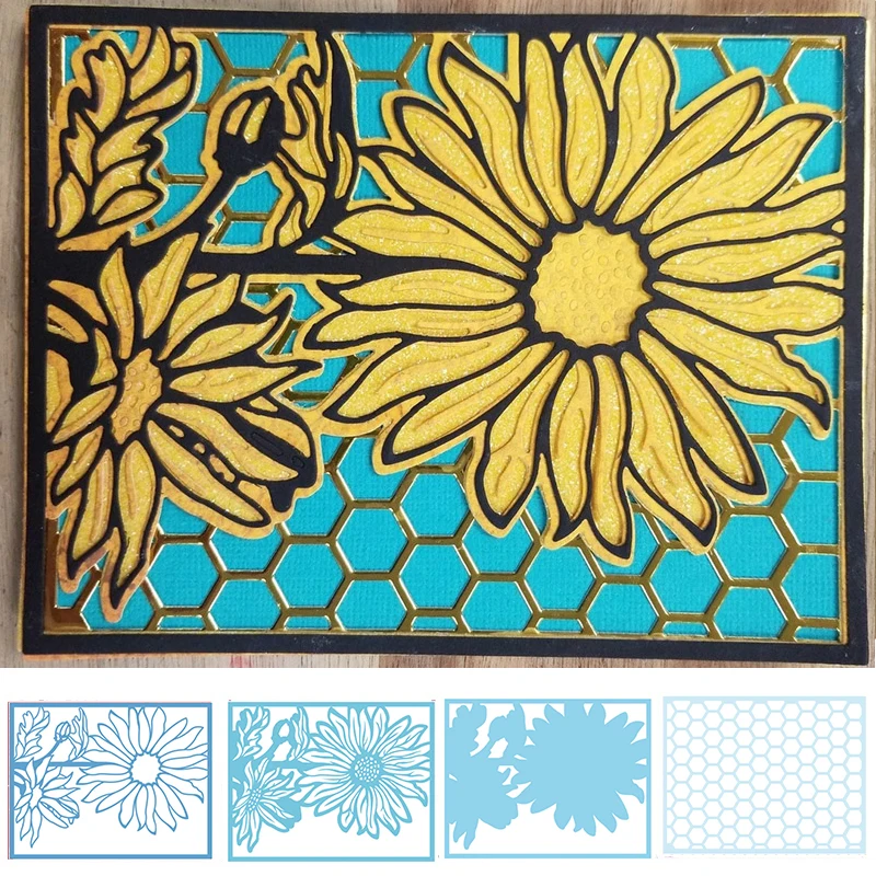 

Sunny Daisy Pattern Die Cuts For Card Making Sunflower+Pattern+Frame Metal Cutting Dies Stencils 2020 Embossing Crafts Cards