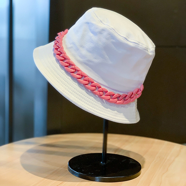 hat candy color acrylic chain flat top fashion color chain with top hat macaron color beach hat candy color sun hat