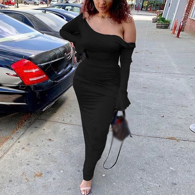 Женское платье Вечерние Клубные со спущенными плечами Плиссированное с открытой