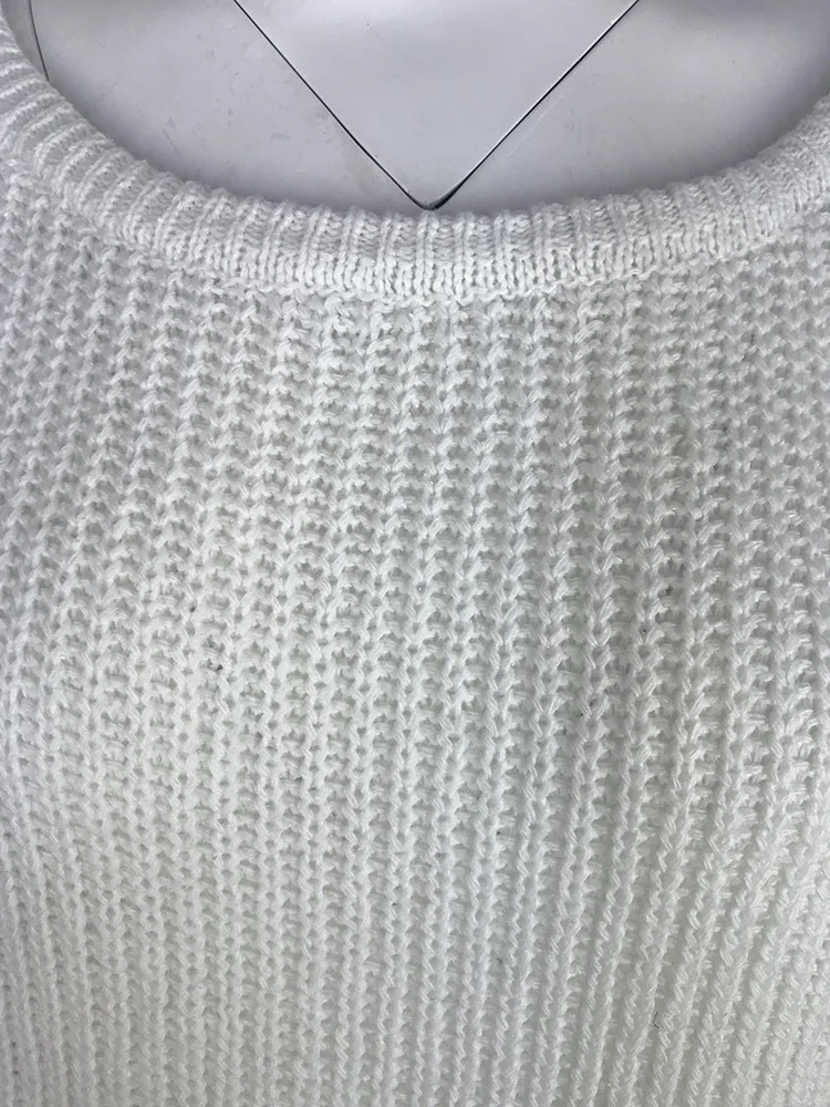 Большой размер свободный свитер осень и зима сплошной цвет круглый вырез длинный рукав пуловер женский свитер