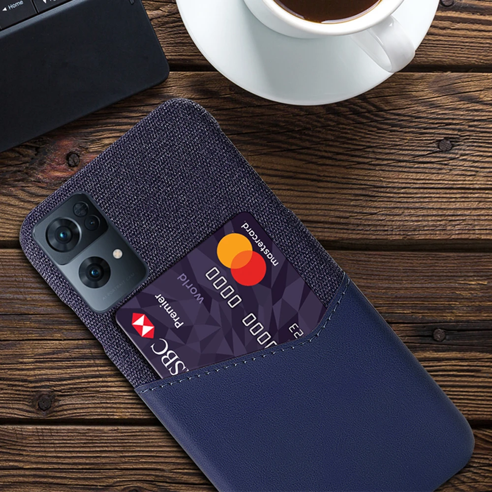 

OPPO Reno 7 Pro 5G Case Febric Card Holder Cover For OPPO Reno7 Pro 5G Funda Cloth Texture Antiskid Coque For OPPO Reno 7Pro 5G