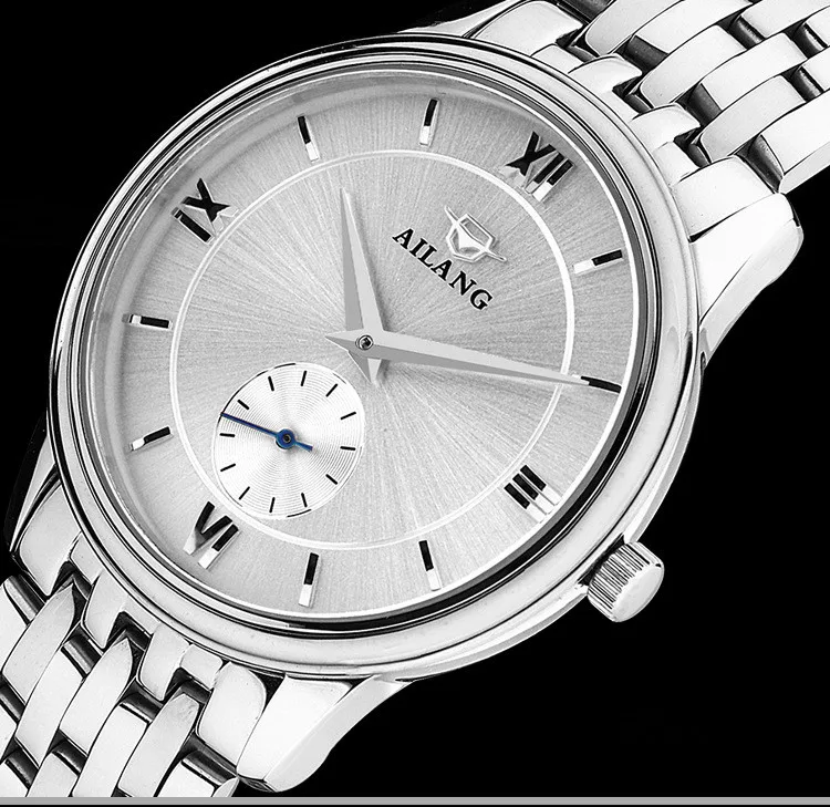 

Genuine Ailang Automatic Mechanical Watch Men's Ultra-thin Refined Steel Watch Simple Business Two-needle Semi-waterproof Men's