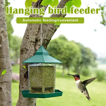 

Hanging Wild Birds Feeder Automatic Trough Gazebo Birds Feeder and Garden Decoration for Birds Watchers Birds Food Box _