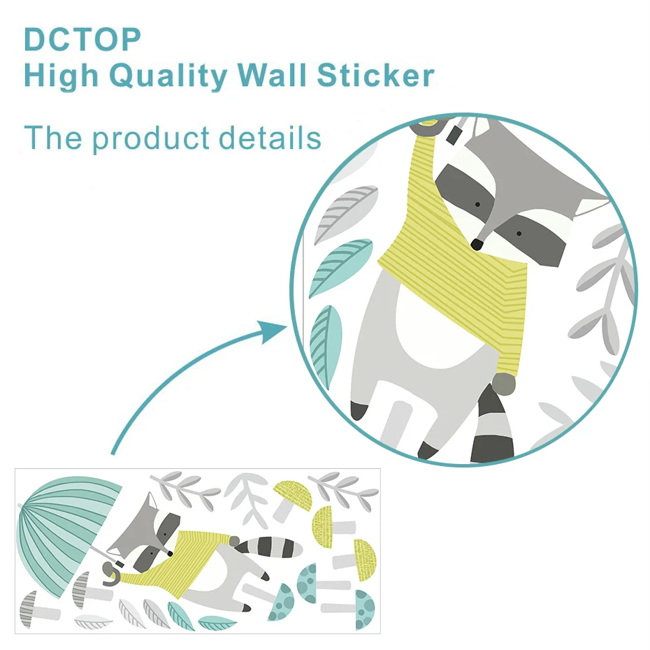 Мультяшная лиса енот белка Наклейка на стену креативные лесные животные шары листья наклейки для дома детская комната Детская Спальня Декор