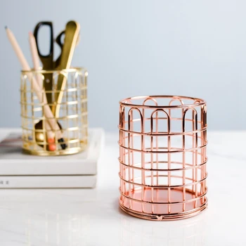 

Simple Desktop Rose Gold Arched Storage Basket,,