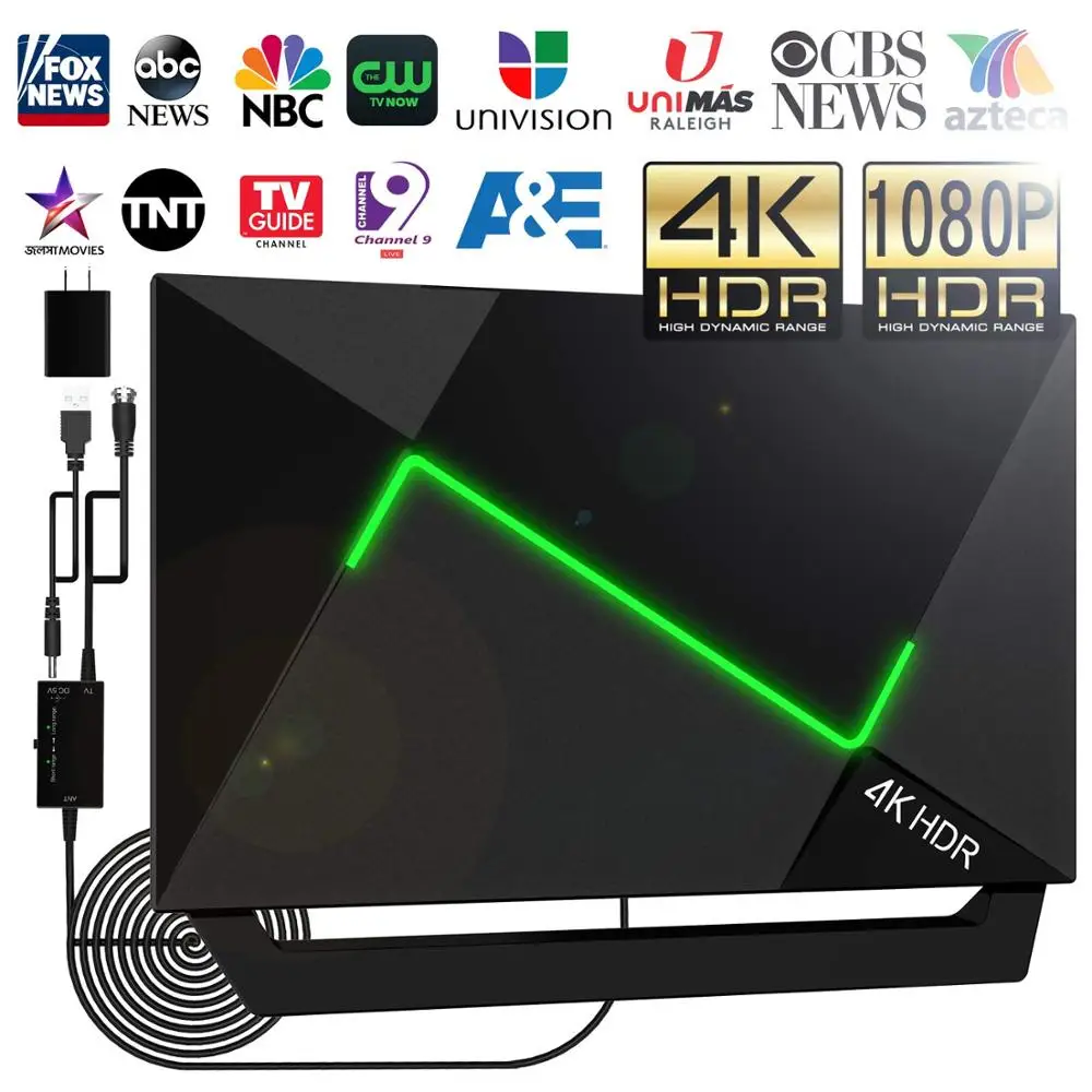 Ao ar livre dazzle luz plana antena de tv digital hdtv raio amplificador DVB-T2 isdb-tb claro antena receptor de sinal de antena hd
