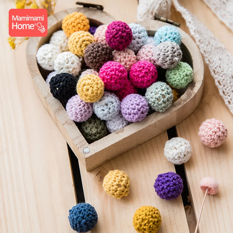 10Pc  나무 Teethers 크로 셰 뜨개질 비즈 20mm BPA 무료 나무 DIY 젖꼭지 체인 목걸이 간호사 액세서리 및 선물  제품