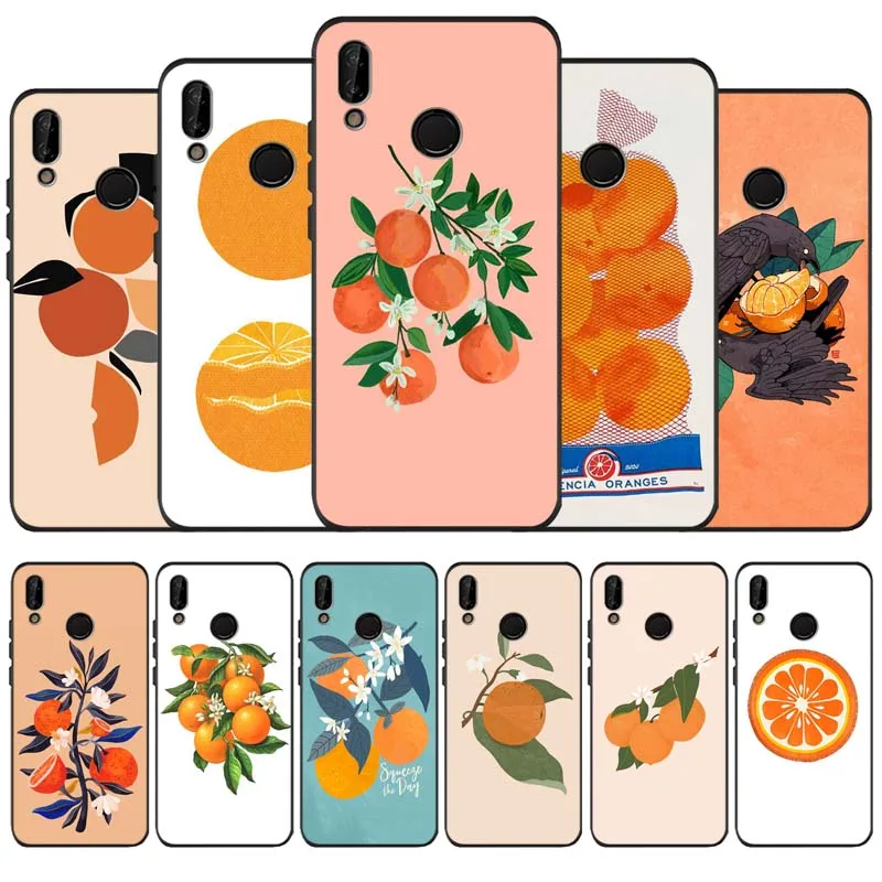 orange black soft Phone Case for huawei P40 P30 P20 P10 Pro lite P9 Lite nova 4E 6SE Psmart 2019 Y6 9 Prime | Мобильные телефоны и