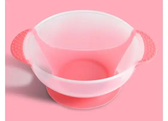 Temperature Sensing Feeding Spoon bowl kid Tableware Food Bowl Learning Dishes Service Plate/Tray Suction Baby Dinnerware Set - Color: red