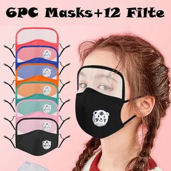 

Children 6 Pcs Face mask transparent window shield Face Mask with Eyes Shield + 12Filters tattoo inks face cover pro#0708LJC