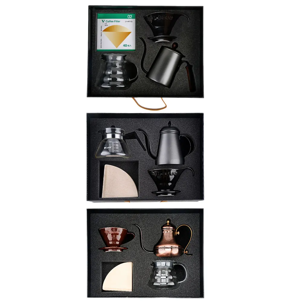  Manual Coffee Pot Filter Ceramic Cup Gift Box Set Outing Portable Brew Coffee Pot Measuring Cup for - 4000324455307