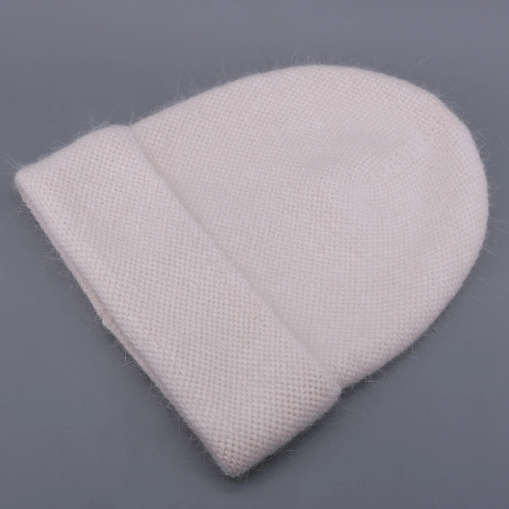 Зимняя вязаная шапка Skullies из кроличьего меха в винтажном стиле для женщин, женские шапки бини, одноцветные теплые женские Лыжные шапки Gorro для девушек, стиль