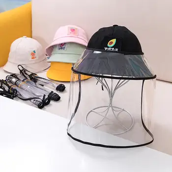 

Kids Protective Removable Mask Anti Spitting Face Shield Cover Cap Fisherman Hat