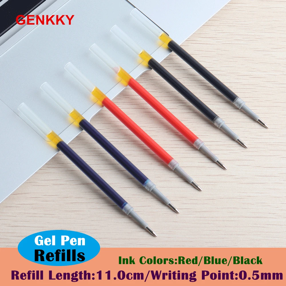Gelschreiberminen, Länge 11,0 cm, Tintenfarben, Rot, Blau, Schwarz, Nachfüllung für Schule, Büro, Schreibpunkt 0,5 mm, Schreibwaren – Detail 1