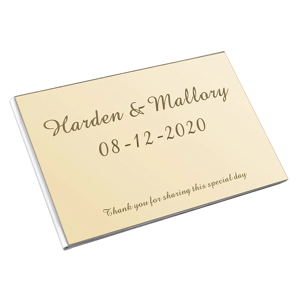 Personalized Engravced Acrylic Mirror Wedding Guest Book Signature Front Cover Bride Groom Bride Name Guestbook Party Gift Favor