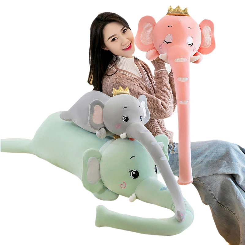 Мягкая длинная подушка в форме слона с короной 1 шт. розовые игрушки для сна