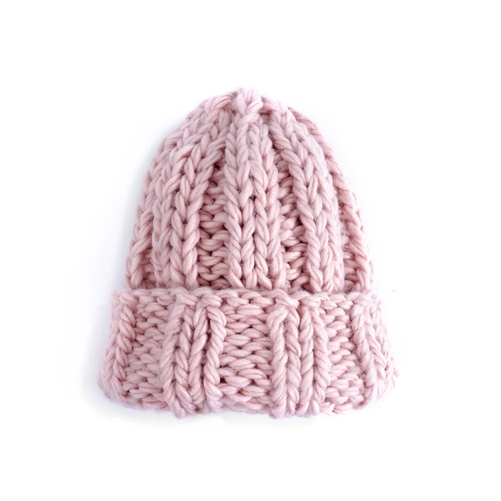 Women Hand Made Knitting Hat Beanies for Women Winter Warmer Ear Thick Soft Beanie Cap Lady Fashion Chunky Knitted Rib Hats