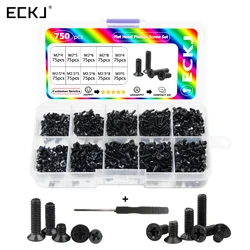 ECKJ 250/500/750PCS Laptop Screw Kit & Screwdriver M2 M2.5 M3 Mini Flat Head Phillips Machine Computer Keyboard Hardware Replace