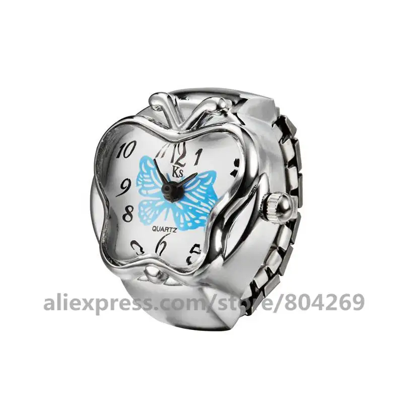 light blue Женская Мода кольцо часы круглые кварцевые серебряные часы кольцо для Для женщин часы, круглые Смарт часы Для женщин ювелирные изделия часы KS122 - Цвет основного камня: light blue