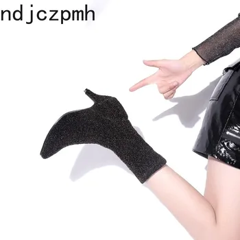 

Women's Boots Spring and Autumn The New Fashion Pointed Fine Heel High Heel Middle Tube Women's Shoes Plus Size 33-48 Black