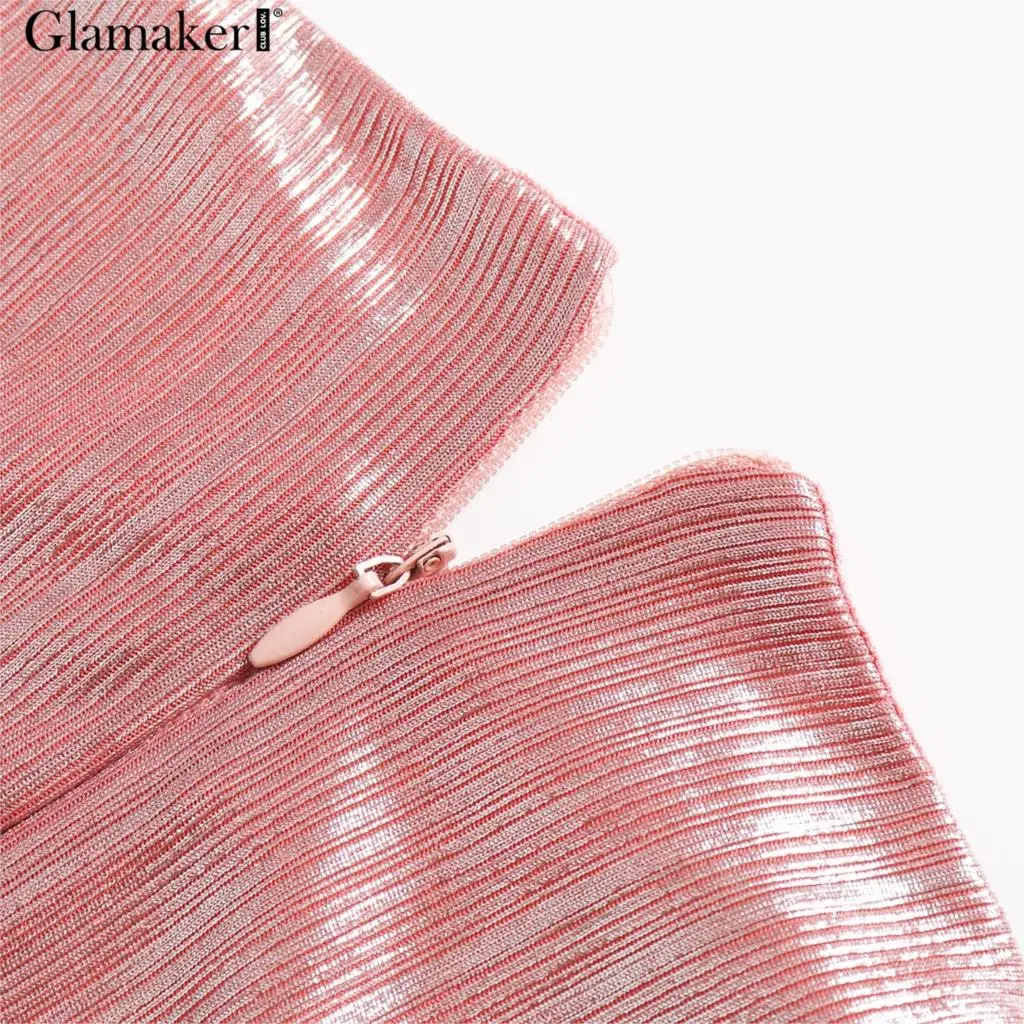 Glamaker розовое облегающее мини-платье с v-образным вырезом и длинным рукавом, сплошной сексуальный платье, женское осенне-зимнее элегантное для вечеринки и клуба, ночное платье