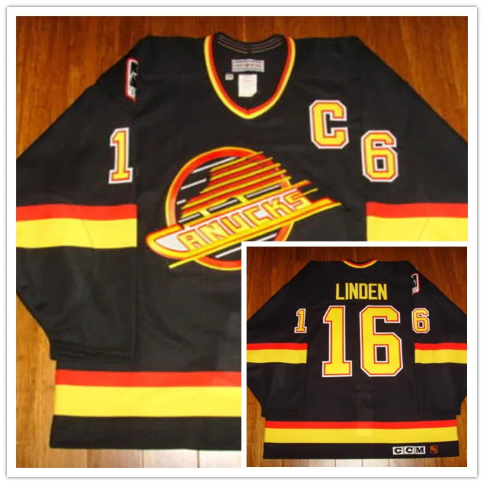 

#16 Trevor Linden Vintage Vancouver Canucks Ice Hockey Jersey Mens Embroidery Stitched Customize any number and name Jerseys