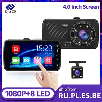 

E-ACE Car Dvr 4.0 Inch Touch Dash Cam FHD 1080P Video Recorder Dual Lens Mini Dashcam with Rear View Camera Auto Registrar Dvrs