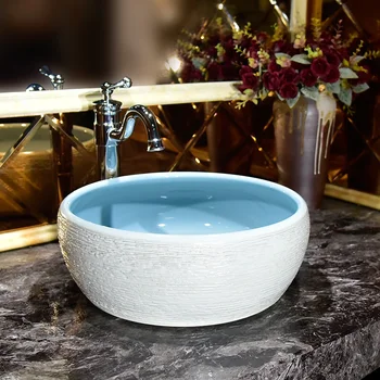 

Bathroom Sinks Counter Basin Ceramic Wash Basin Household Basin Sink Round Lavabo Small Basin Toilet Sink White Shampoo Basin