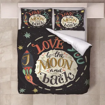 

Love Moon Children Room Luxury Silk Bedding Set Linens Queen Comforter Bedding Set King Duvet Cover Set Ropa De Cama Comforter