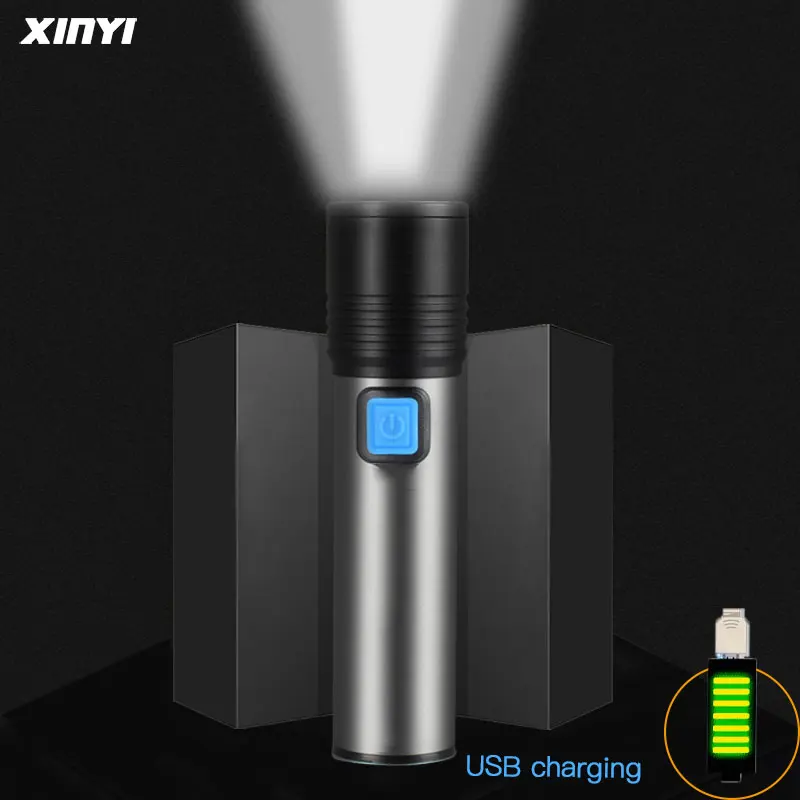 Встроенный аккумулятор светодиодный фонарик USB Rechargeabl портативный зум Фонарь T6