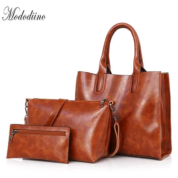 

Mododiino Handbag And Purses Women Bag Oil Wax Leather Crossbody Bag Casual Tote Bags Women Shoulder Bag Top Handle Bag DNV1194