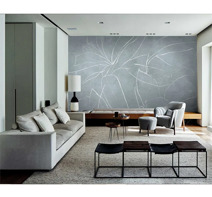 

Hand-painted design abstract floral elements custom waterproof 8D wall covering bedroom background wallpaper