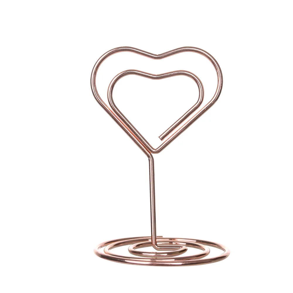 Heart - rose gold 1 шт. металлическое место держатель для карт романтическое сердце алмаз фото клип классная Свадебная вечеринка настольные украшения стол номер стенд - Цвет: Heart - rose gold