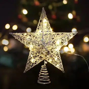 

Christmas Tree Star Tree Topper Decoration Glitter Star LED String Lamp 5 Point Star Christmas Party Decoration without Battery