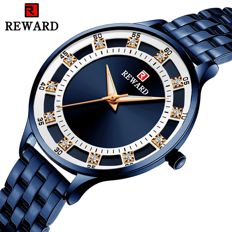 Брендовые синие аналоговые часы для женщин, Роскошные Кварцевые наручные часы из нержавеющей стали, простые женские модные часы со стразами