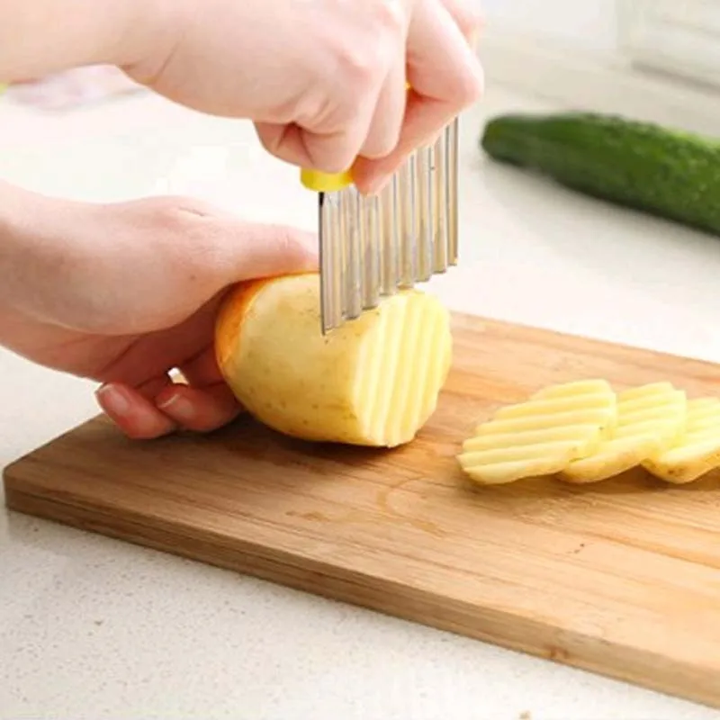New Kitchen Tools Stainless Steel Vegetable Carrot Wavy Cutter Slicer Potato Chips Corrugated Knife Wrinkled French Fries