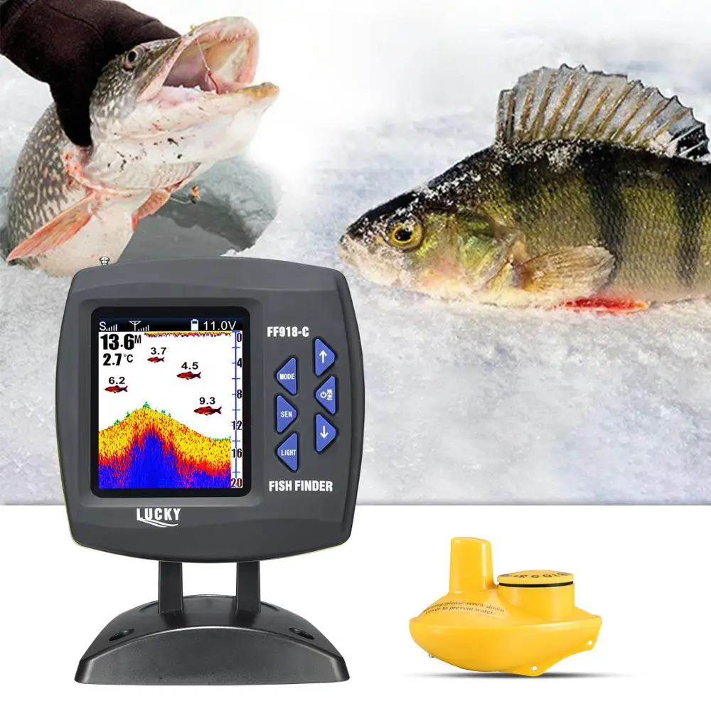 LUCKY F918-C180S-buscador de pesca con cable, sonda de profundidad de 590  pies/180m, Detector de peces, Monitor LCD, localizador de barcos