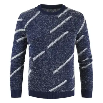 

Autumn Men Long Sleeve Round Neck Color Block Pullover Knitted Sweater Slim Fits Knittwear Mens Sweaters Pullovers Pullover