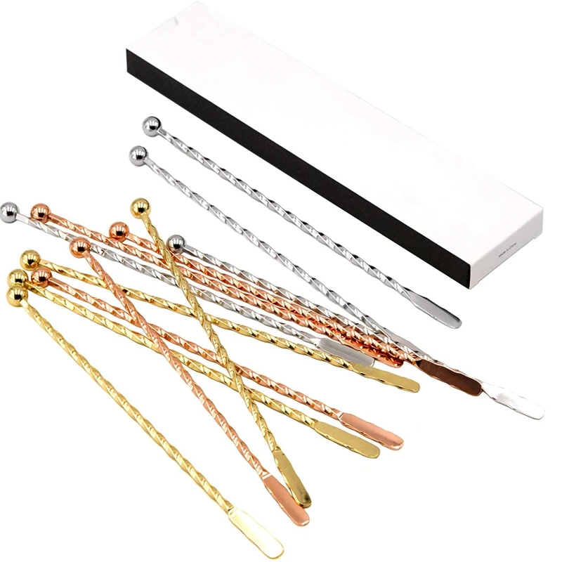 12 шт. многоразовые соломинки Кофе мешалки для напитков Stir Sticks Нержавеющая сталь коктейль коктейльные палочки с 3 цвета весло