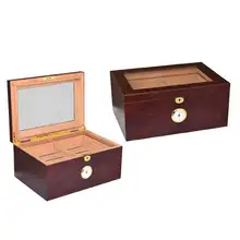 Стеклянная верхняя humidor деревянная испанская кедровая Коробка Для Хранения Сигар с подносом