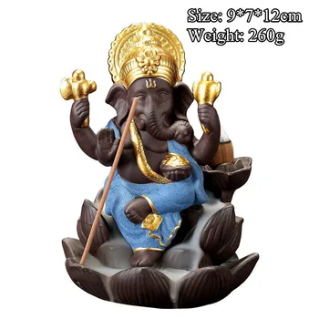 

[HHT] Sandstone Crafts Sculpture Sitting Meditation Buddha Statue Elephant Ganesha Sculpture Incense Burner Feng Shui Decoration