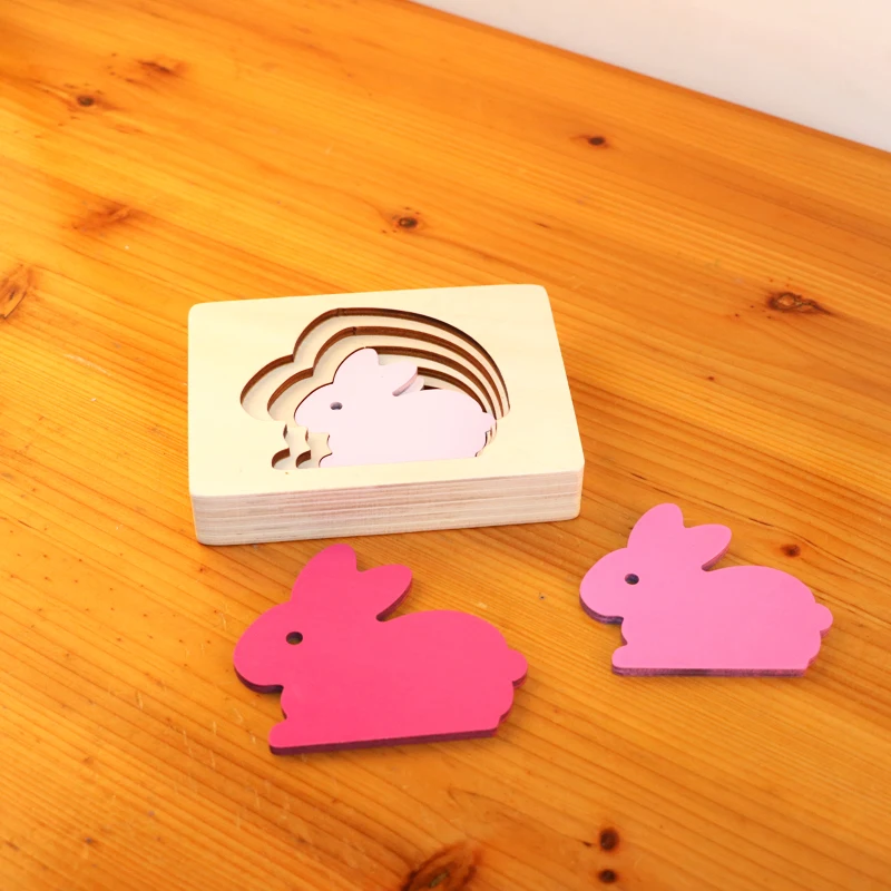 Монтессори градиентные многослойные деревянные игрушки-паззлы для детей закат цвет радужные Блоки образовательный Дошкольный обучающие средства