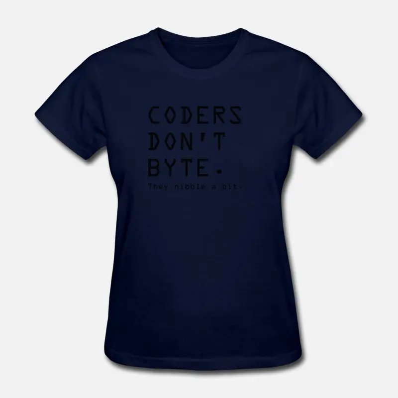Women-Navy Blue Мужская футболка с принтом кодеров Don't Byte, хлопок, круглый вырез, футболка для фитнеса, мужская одежда с коротким рукавом, поп-топ, футболка - Цвет: Women-Navy Blue