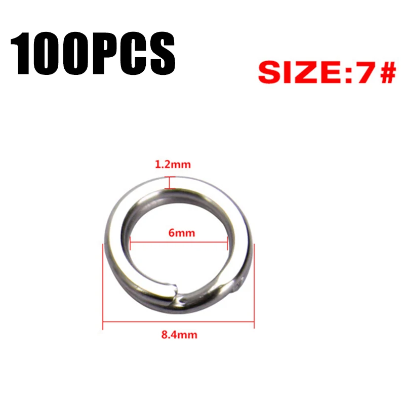 

100 Pcs/Set Optional Size Fishing Connection Rings Connectors Kit Stainless Steel Wire Split Ring Tackle Lures
