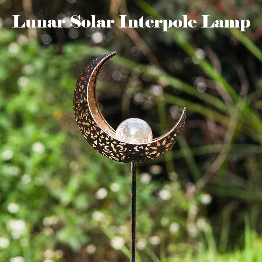 Moon Spherical Light Solar Metal Crafts Lamp Post Garden Decoration Poles Warm White Color Led Light New