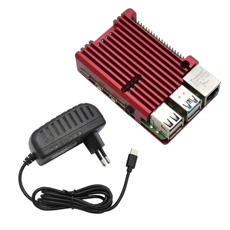 for Raspberry Pi 4B 2G RAM DIY Kit Support 2.4 / 5.0 GHz WIFI Bluetooth 5.0 with Aluminum CNC Alloy Protective Red Case 5V 3A Po