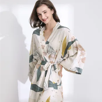 

2020 Women's Pajamas Lingerie Sleepwear Sleeveless Nightwear Trim Satin Sexy Nighty robe femme nightgowns bathrobe printing