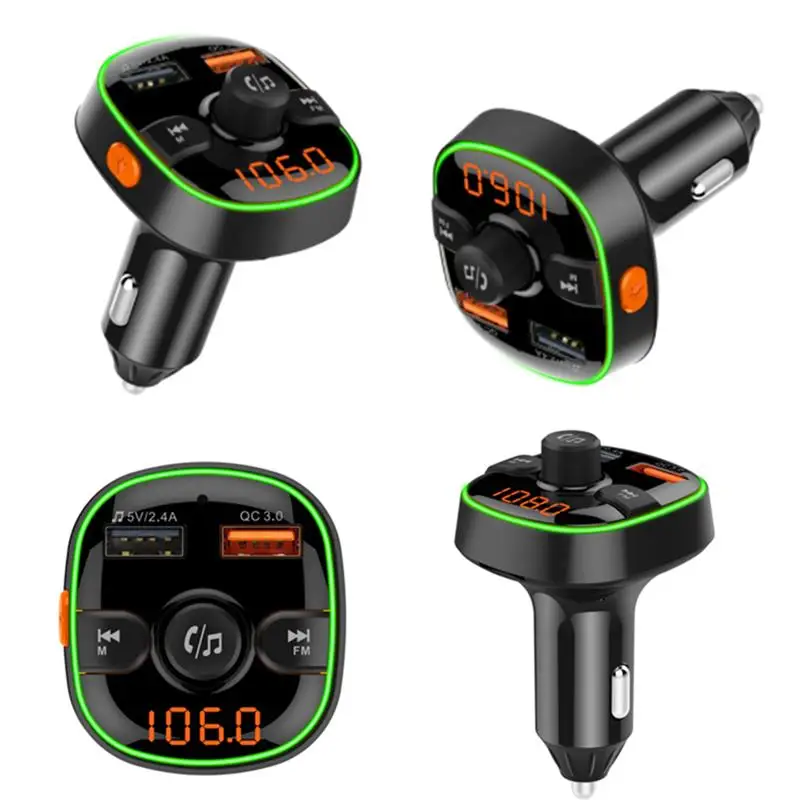 QC3.0, автомобильный Bluetooth 5,0, fm-передатчик, беспроводной, громкая связь, аудио приемник, авто MP3 плеер, двойной USB, быстрое зарядное устройство, автомобильные аксессуары