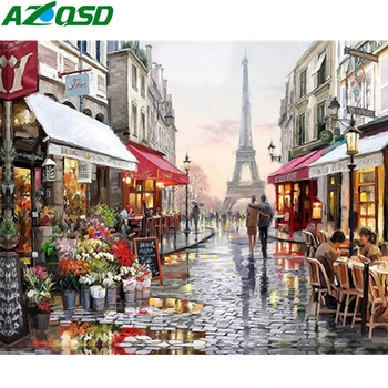 

AZQSD Painting By Numbers Street Coloring By Numbers Scenery Arcylic Pictures Oil Painting Painting Kits DIY Unframed Decoration